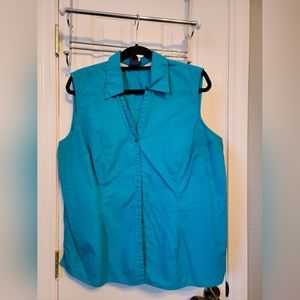 Teal button down tank top.
